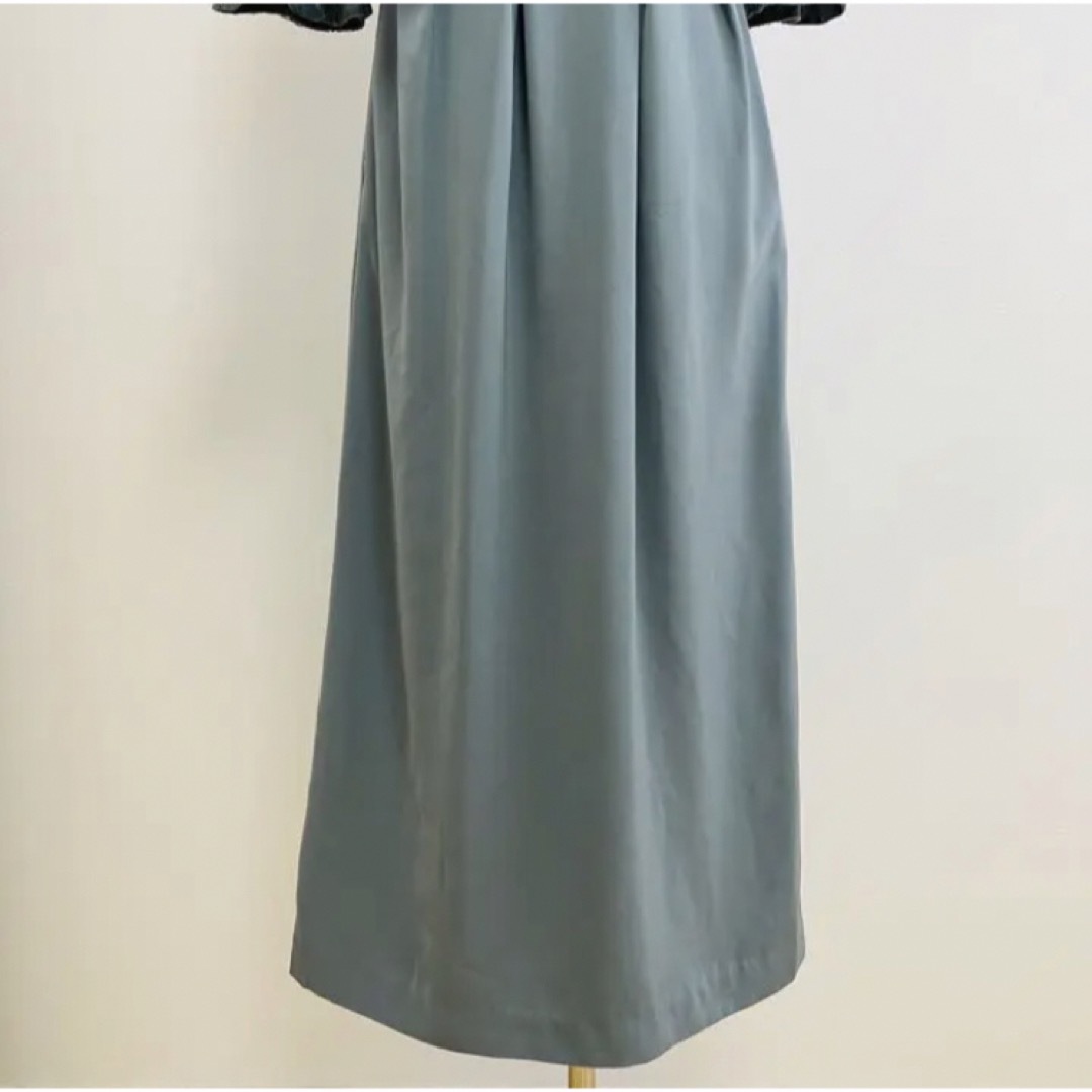 FASHION LETTER(ファッションレター)のnianaニアナ　ミント　グリーン　レース袖Iライン　C412093500S レディースのフォーマル/ドレス(ロングドレス)の商品写真