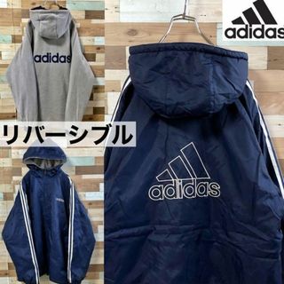 アディダス(adidas)のアディダス リバーシブル ナイロンジャケット スリーライン  厚手 パーカー(ナイロンジャケット)