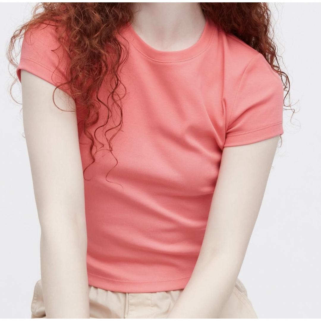 最終価格SALE♪新品タグ付き★UNIQLOミニT★オレンジL size レディースのトップス(Tシャツ(半袖/袖なし))の商品写真