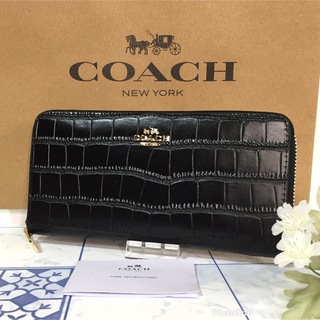 コーチ(COACH)のコーチ　長財布　クロコ型押し　ブラック　【新品】(財布)
