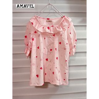 アマベル(Amavel)の【美品♡】Amavel Topping Heart super フリル　ブラウス(シャツ/ブラウス(半袖/袖なし))