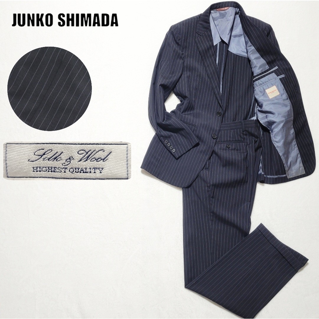 JUNKO SHIMADA 【美品】ジュンコシマダ 2ピース スーツセットアップ 2B ストライプ 黒 Y6の通販 by 