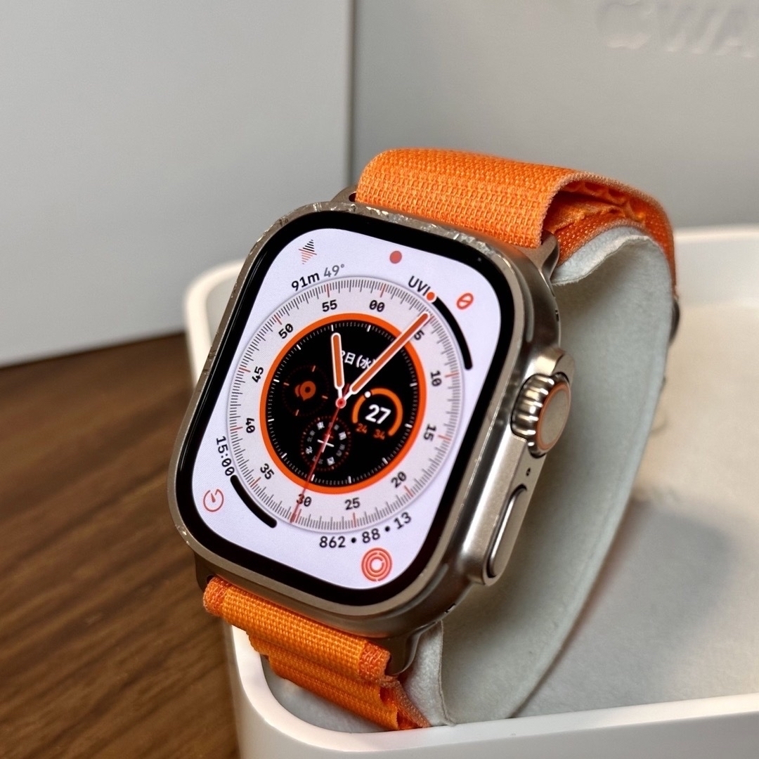 人気 保証残有 Apple Watch Ultra オレンジアルパインループ M