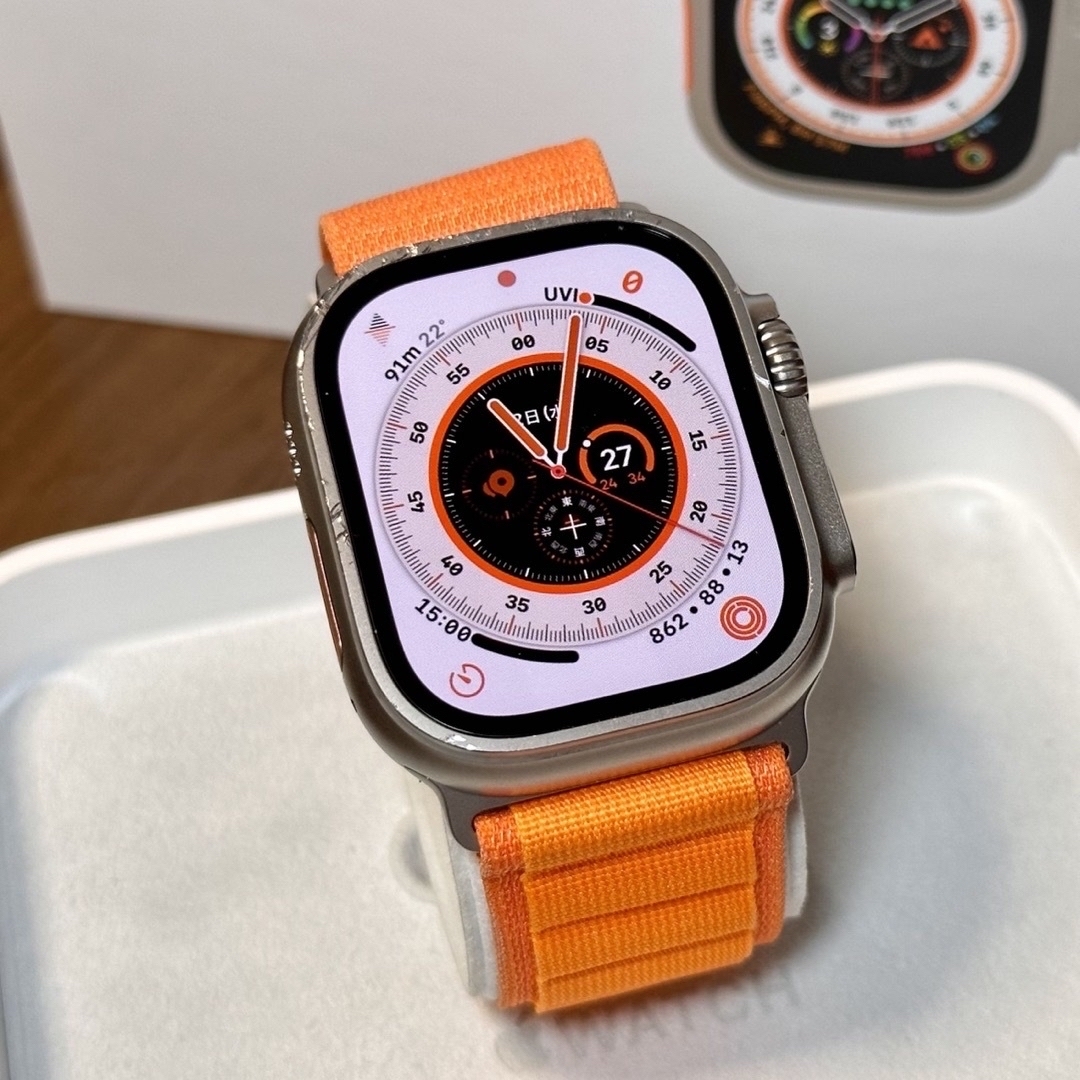 人気 保証残有 Apple Watch Ultra オレンジアルパインループ M