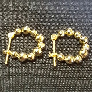 【新品】18金/k18/ミラーボール/イエローゴールド/フープピアス(ピアス)