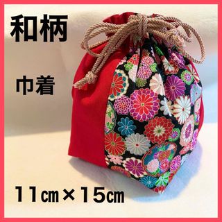 【ハンドメイド】和柄　巾着　浴衣　赤(和装小物)