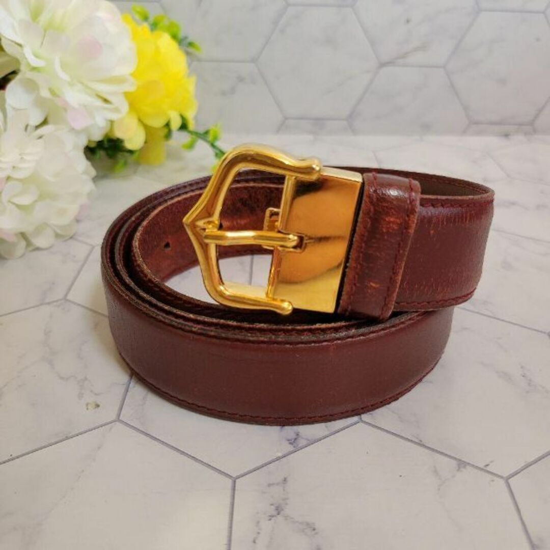 Cartier - カルティエ ブラウンレッド×ゴールド ベルト ロゴ お洒落