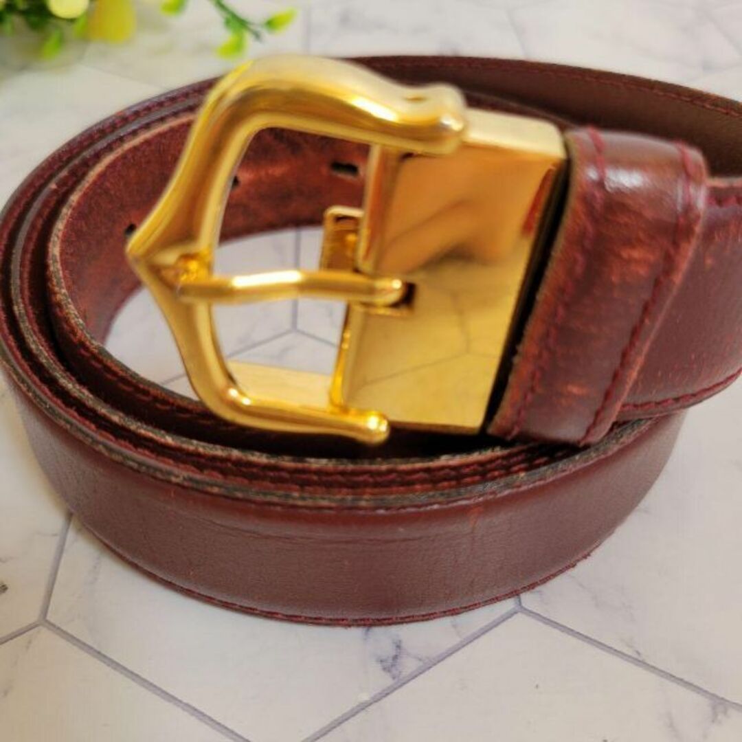 Cartier - カルティエ ブラウンレッド×ゴールド ベルト ロゴ お洒落