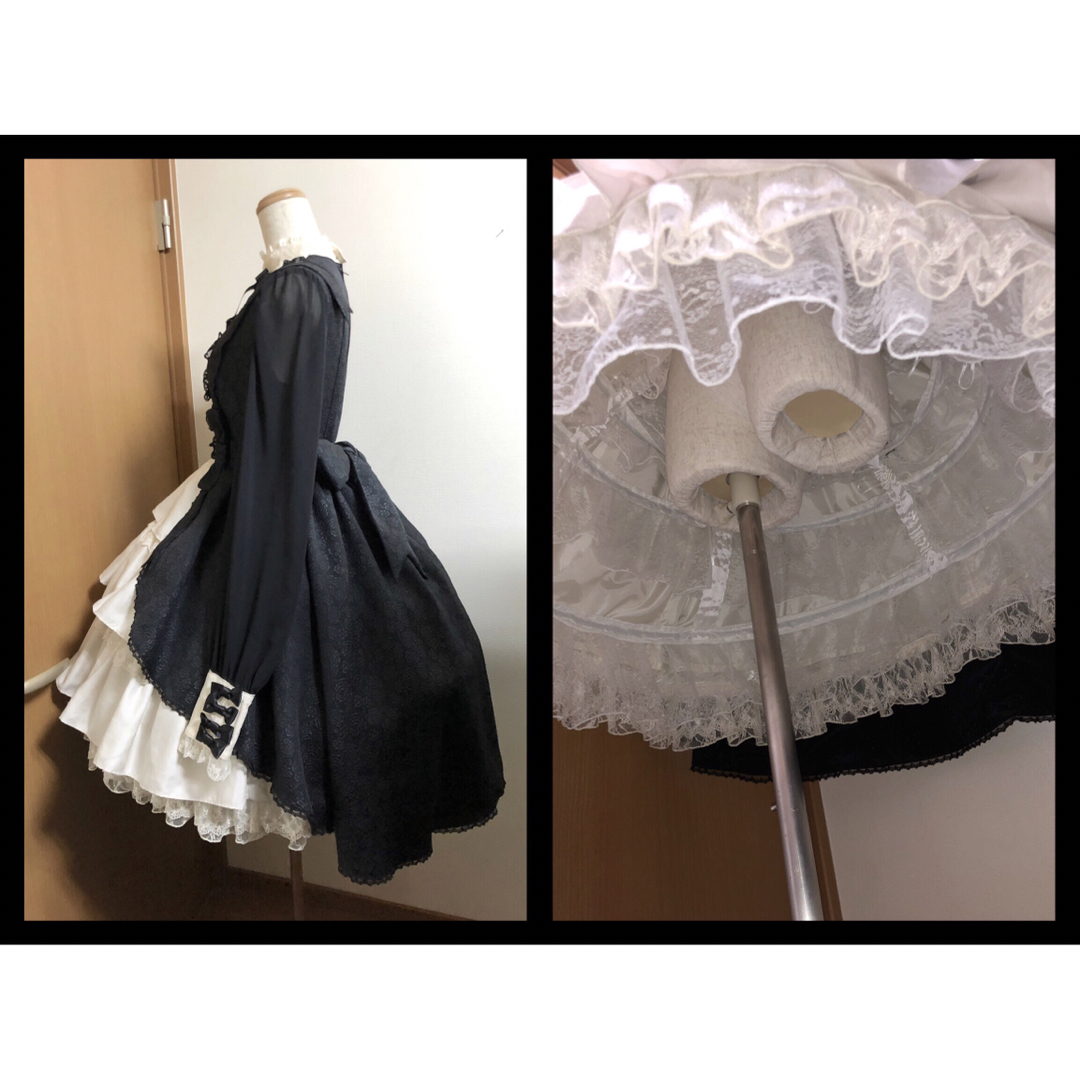 大人気希少品 着丈&裾周り調節可能 フリスレース付きクリノリン パニエ