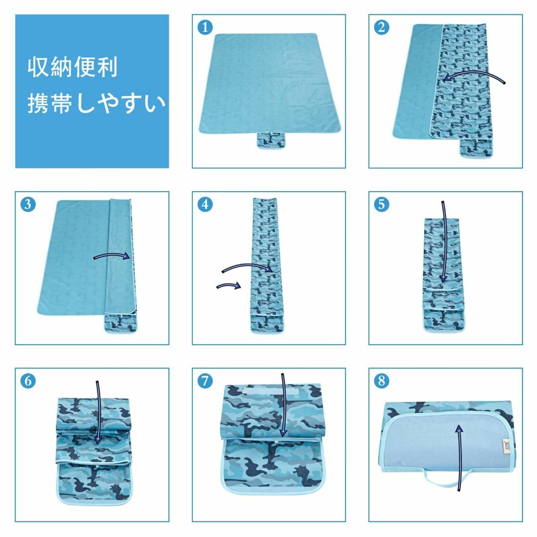 【色: ネイビーチェック】レジャーシート 大判 防湿 防水 195x200cm