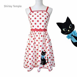 シャーリーテンプル(Shirley Temple)の160 シャーリーテンプル ワンピース 猫 水玉 ドット ホワイト 赤 レッド(ワンピース)