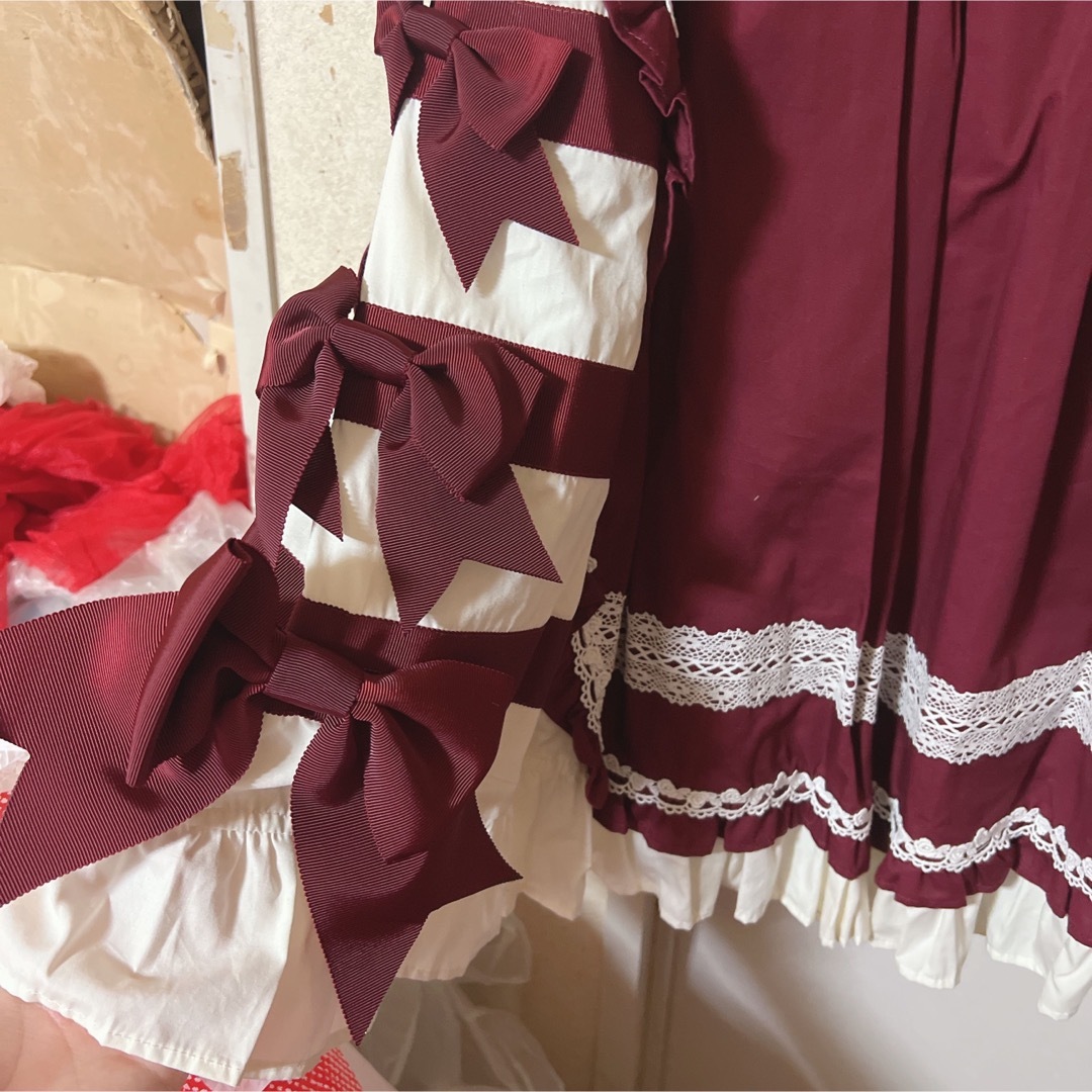 本日お支払い限定値下げ⭐︎タグ付⭐︎トリプルリボンJSK⭐︎ボルドー