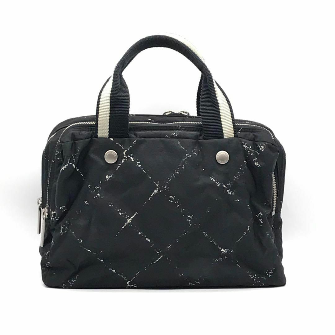 内側極美品✨CHANEL　トラベルライン　ボストンバッグ　ナイロン　レザー　黒