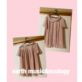 earth music & ecology - ベビーピンク プリーツドットブラウスの通販