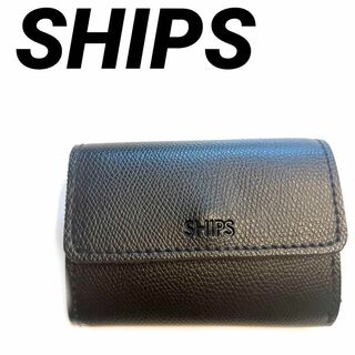 シップス(SHIPS)のシップス SHIPS 二つ折り財布 カードケース ワンタッチ式 ミニ財布 黒(折り財布)