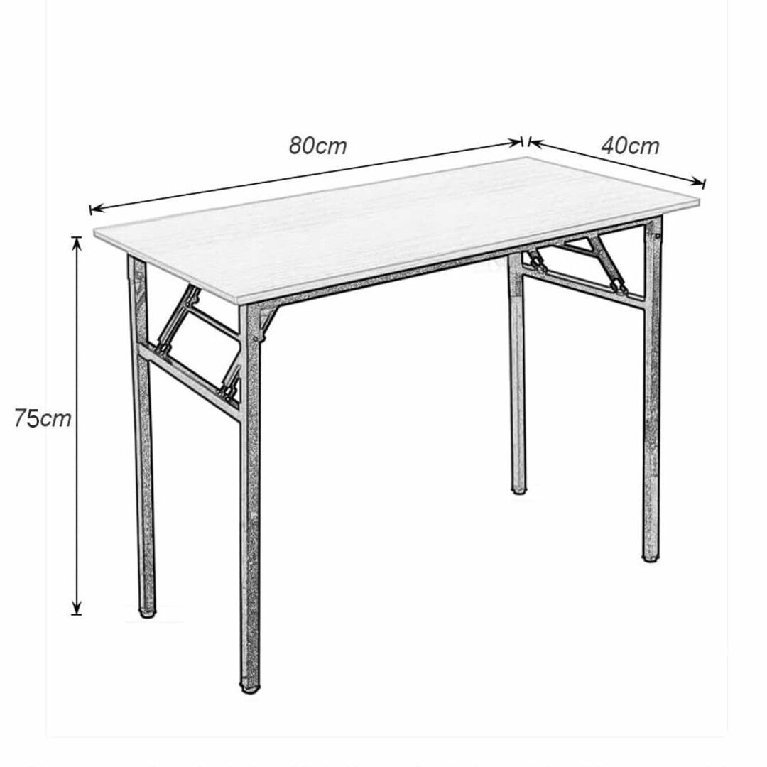 YZS 折りたたみデスク 80×40×75cm 組立不要 折りたたみテーブル テ