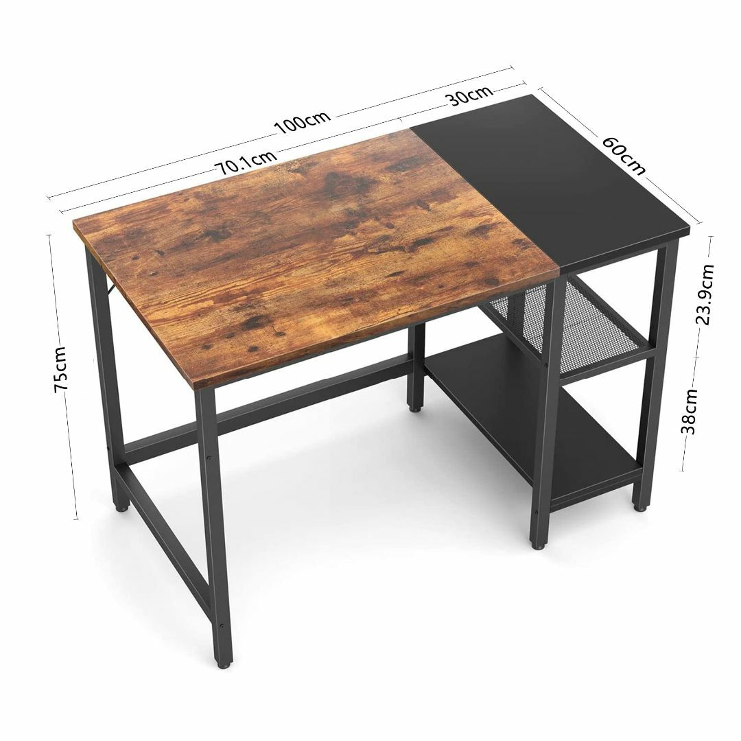 CubiCubi パソコンデスク 机 勉強机 幅100cm 奥行き60cm ラッ
