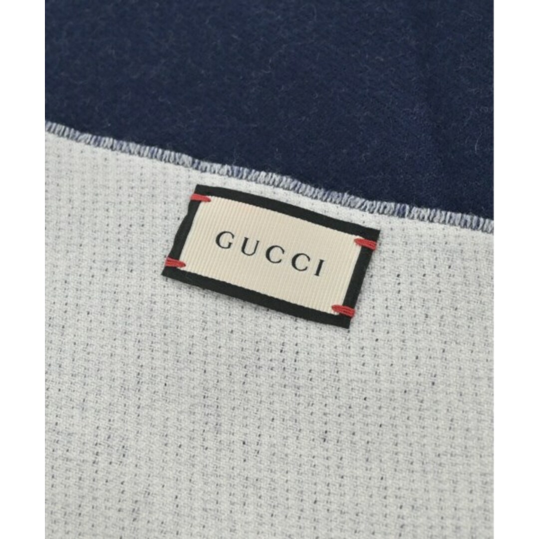 クリアランス販売店 GUCCI グッチ マフラー - 紺xライトグレー系
