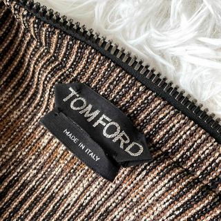最高級『TOM FORD』ニット ジップアップ ジャケット レザー プリーツ-
