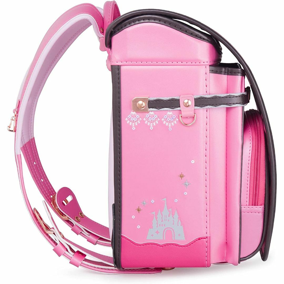 【新品】高級 大人気ランドセル 女の子 キャッスルモデル ピンクxダークブラウン