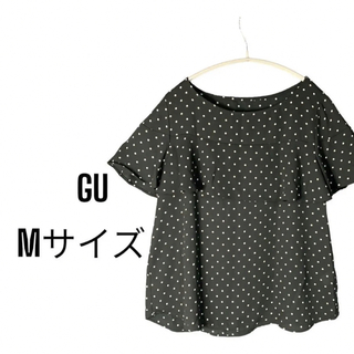 ジーユー(GU)の[ジーユー] [GU] ブラック　ドット　Mサイズ  シースルー　半袖(Tシャツ/カットソー(半袖/袖なし))