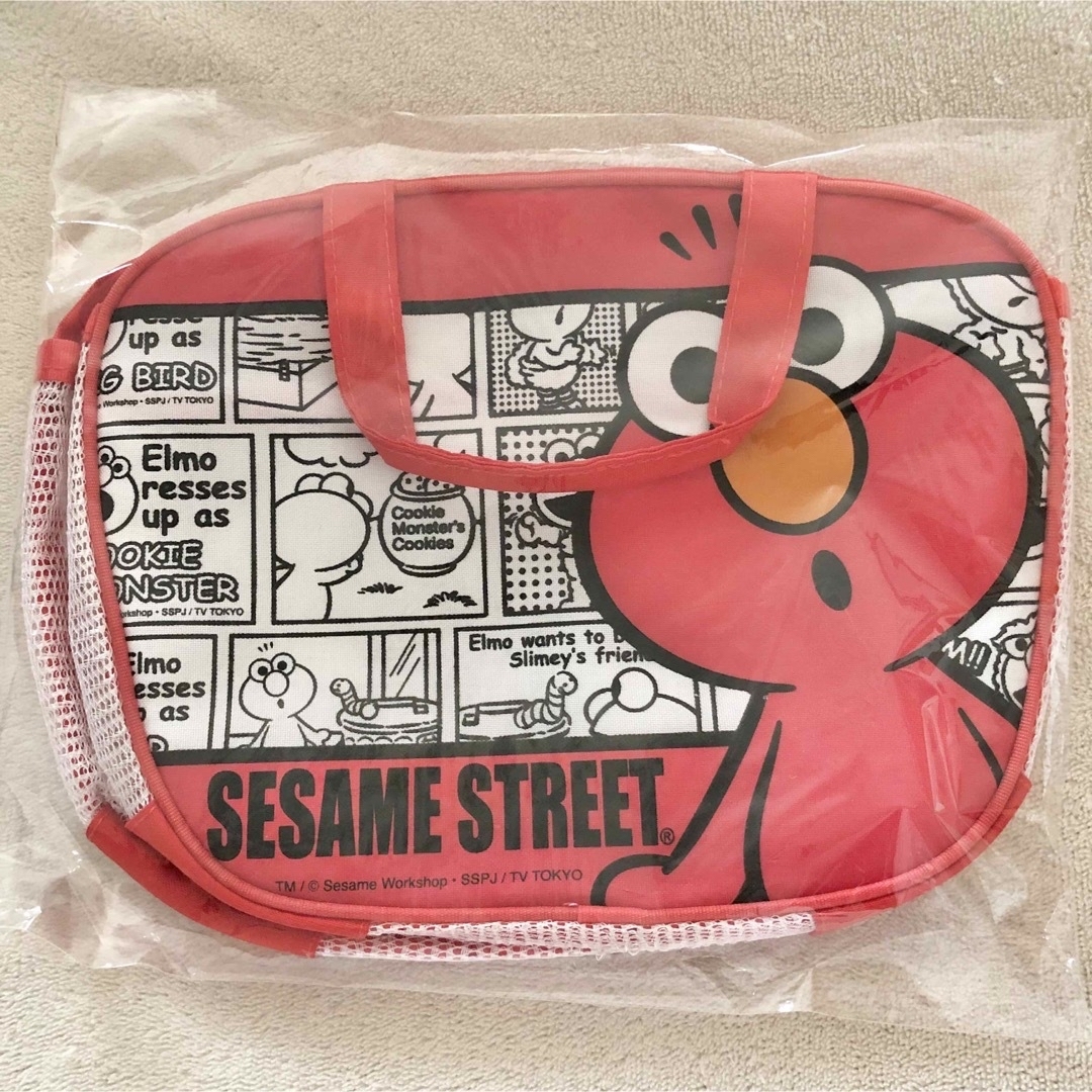 SESAME STREET(セサミストリート)のセサミストリート　エルモ　メッシュ　トートバッグ　赤レッド エンタメ/ホビーのおもちゃ/ぬいぐるみ(キャラクターグッズ)の商品写真