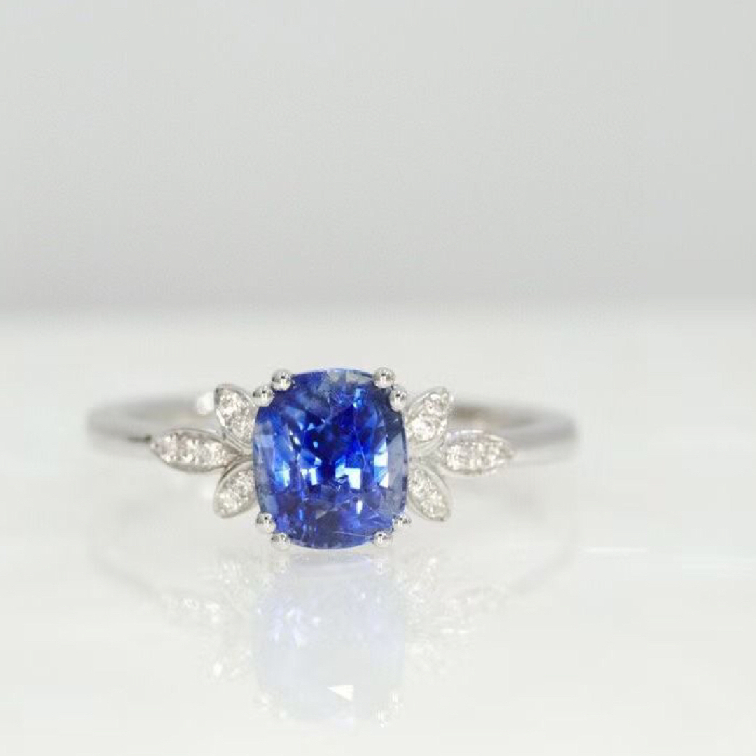 トルマリン天然 ロイヤルブルーサファイア ダイヤ リング1.48ct k18 f