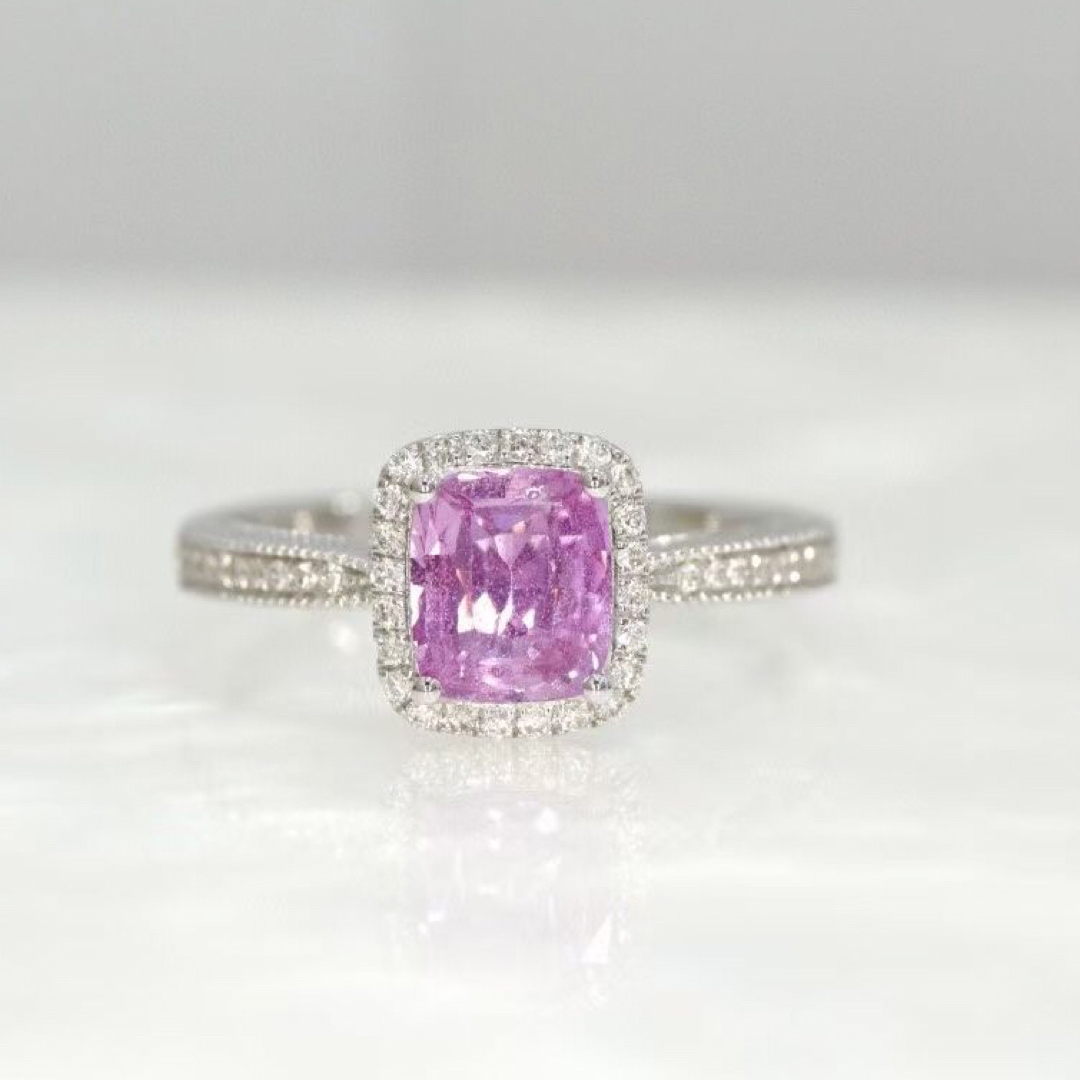 天然 パパラチアサファイア ダイヤ リング1.05ct k18 f | www