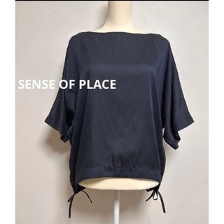 センスオブプレイスバイアーバンリサーチ(SENSE OF PLACE by URBAN RESEARCH)のSENSE OF PLACE by UR シアーストライプトップス　未使用品(カットソー(半袖/袖なし))