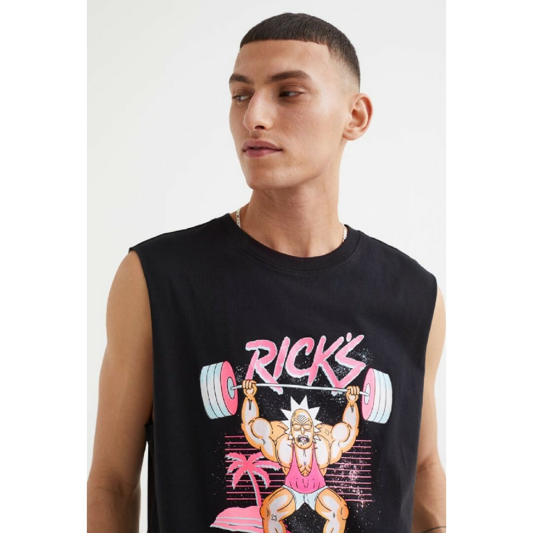 H&M(エイチアンドエム)のH&M RickandMorty リック&モーティ タンクトップ ブラック 黒 メンズのトップス(タンクトップ)の商品写真