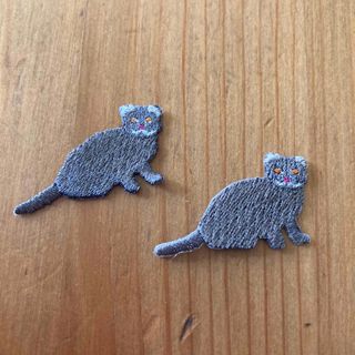 ウンナナクール(une nana cool)のウンナナクール　猫⑦ 刺繍　ニャンプリケ　2枚セット　スコティッシュフォールド(各種パーツ)