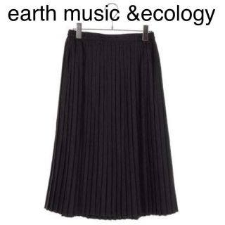 アースミュージックアンドエコロジー(earth music & ecology)の新品 earth プリーツミモレスカート ネイビー(ひざ丈スカート)