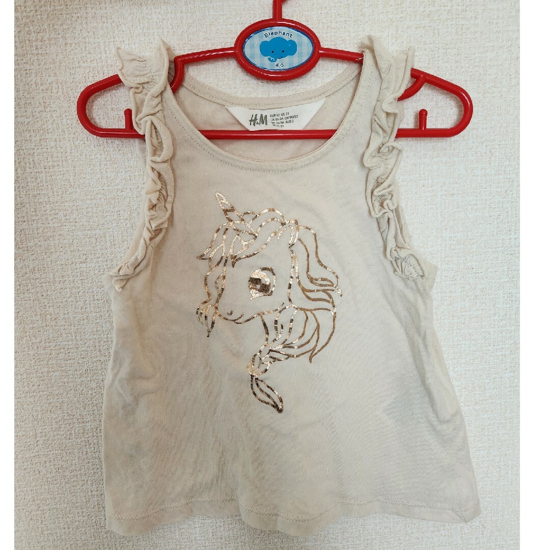 H&M(エイチアンドエム)のノースリーブ　カットソー　90 H&M キッズ/ベビー/マタニティのキッズ服女の子用(90cm~)(Tシャツ/カットソー)の商品写真