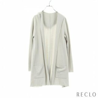 フォクシー(FOXEY)のHOODIE CARDIGAN ロング カーディガン ライトグレー ニット フード付き(カーディガン)