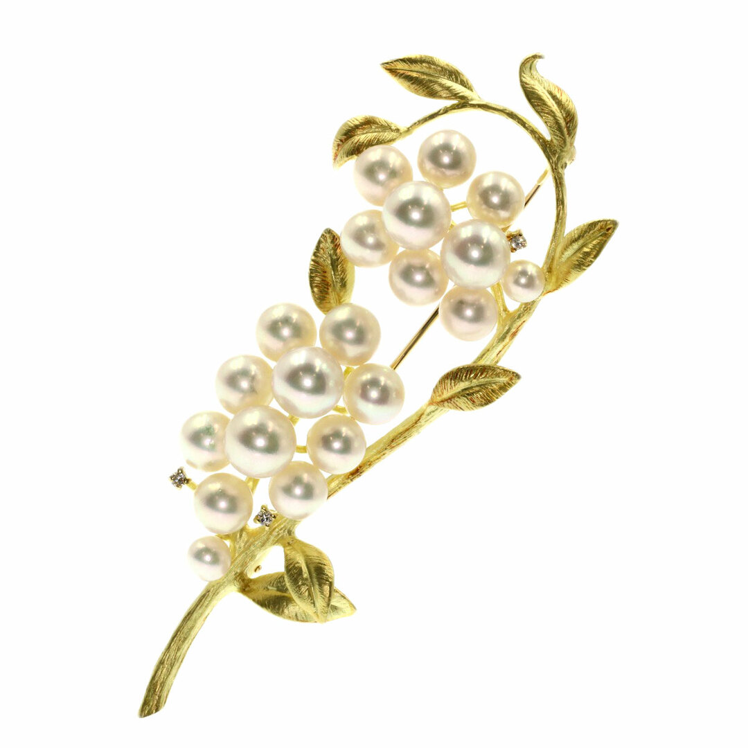 SELECT JEWELRY パール 真珠 ダイヤモンド カラーストーン ブローチ K14WG レディース