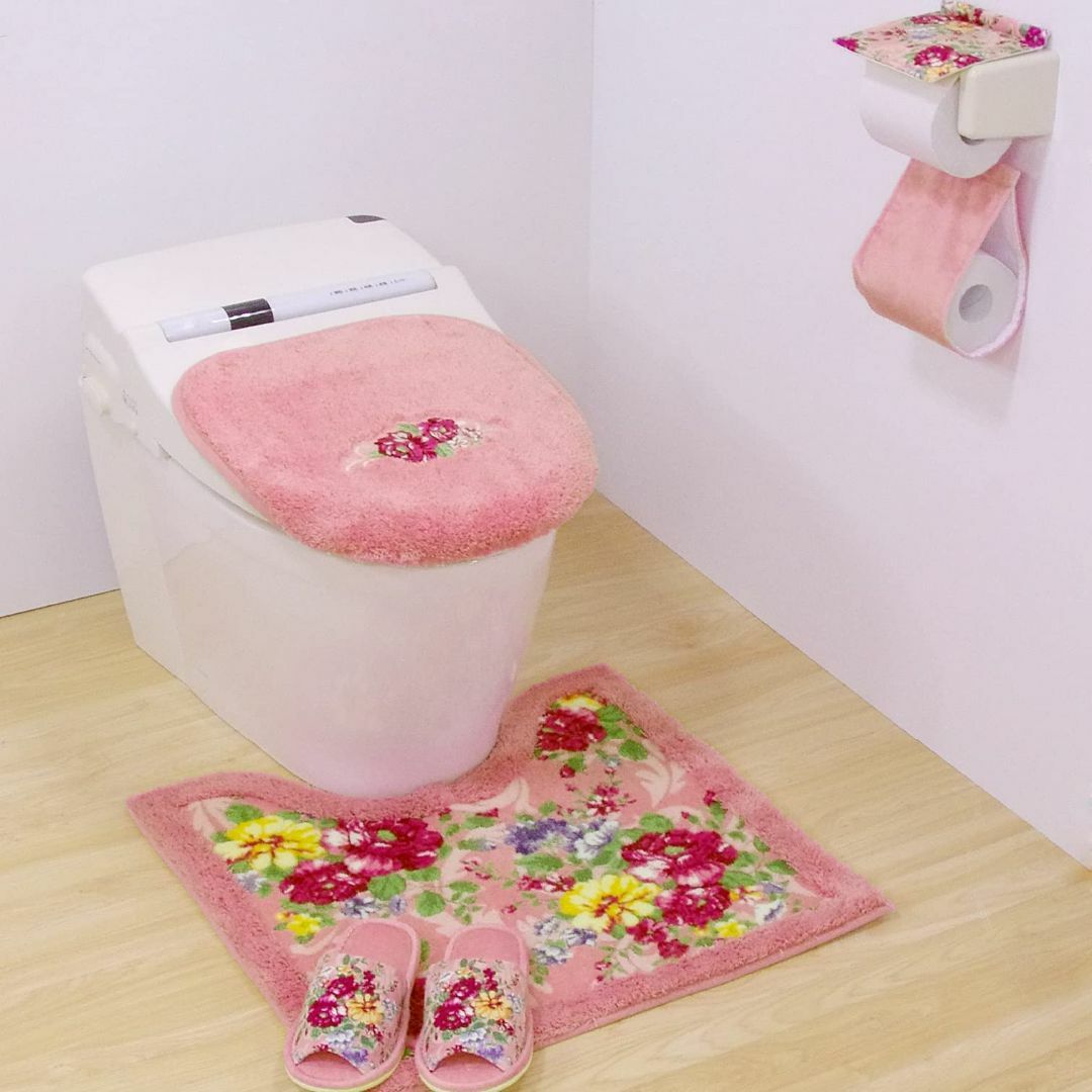 【色: ピンク】センコー クイーンローズ トイレマット 約58×60cm ピンク 4