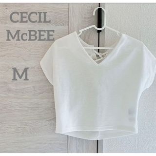 セシルマクビー(CECIL McBEE)のCECIL McBEE ♡バック編み上げカットソー　Mサイズ(カットソー(半袖/袖なし))