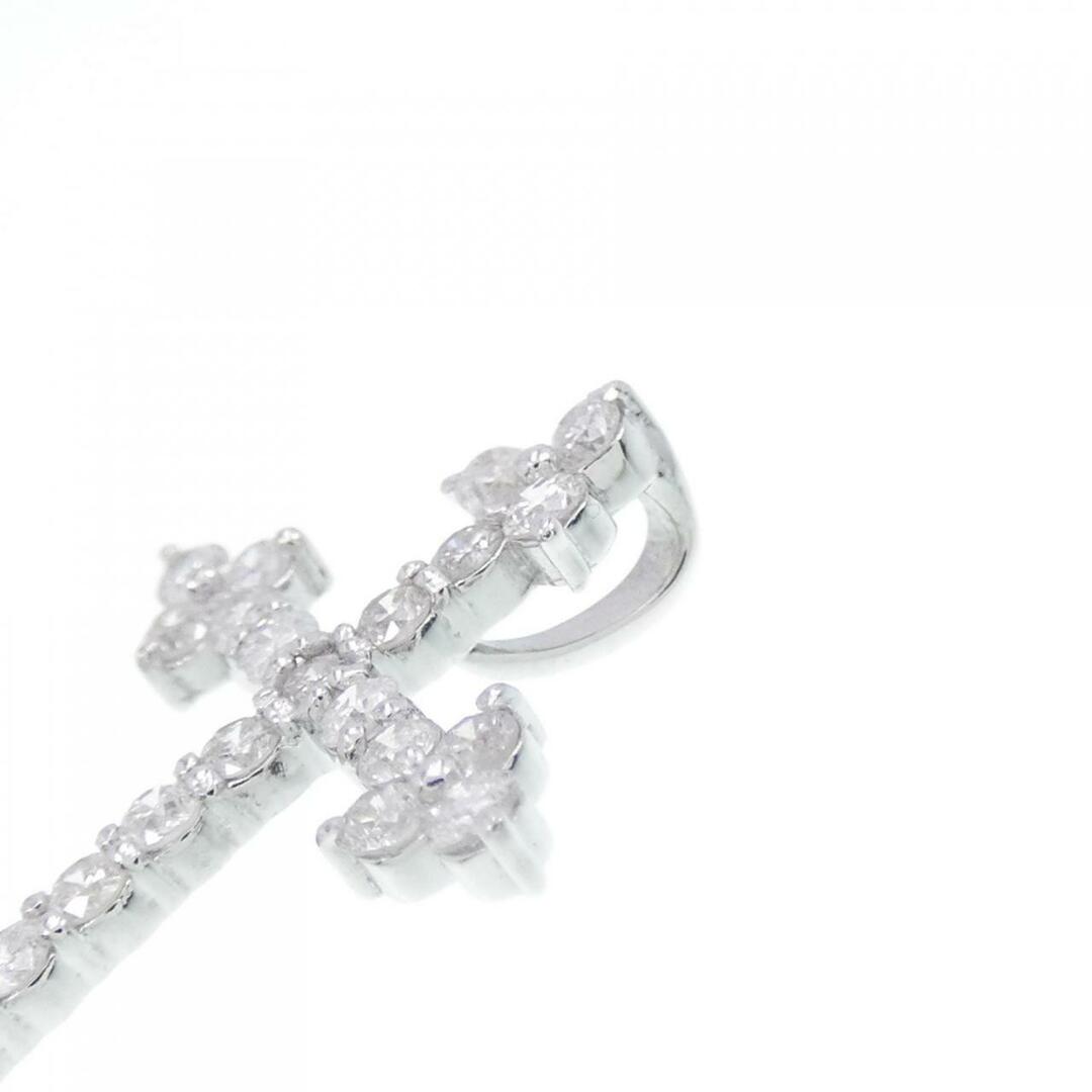 K18WG クロス×フラワー ダイヤモンド ペンダント 0.50CT 2