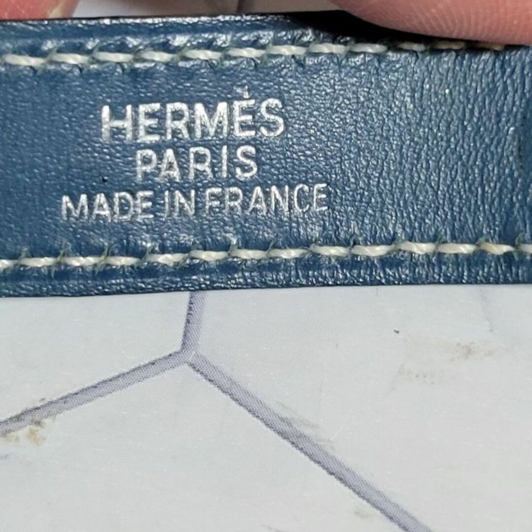 Hermes - HERMES かっこいい ブルー×シルバー ロゴ ベルト