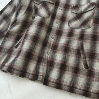 80s OLD UNIQLO 緑タグ　オンブレシャツジャケットボア L