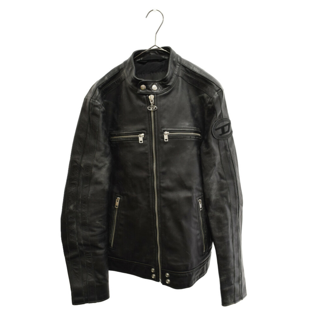 DIESEL ディーゼル L-BOY-CL ダメージ加工シングルライダース レザージャケット ブラック A04007 0TAUH 販売スペシャル 