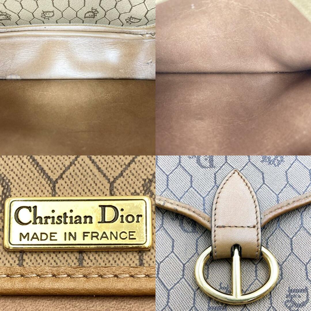 ☆☆Christian Dior クリスチャンディオール ハニカム柄 ブラウン ショルダーバッグ ポシェット PVC×レザー