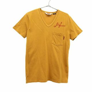 ベンデイビス(BEN DAVIS)のベンデイビス プリント 半袖 Tシャツ S ブラウン BEN DAVIS Vネック ポケット付き メンズ 【中古】  【230804】 メール便可(Tシャツ/カットソー(半袖/袖なし))