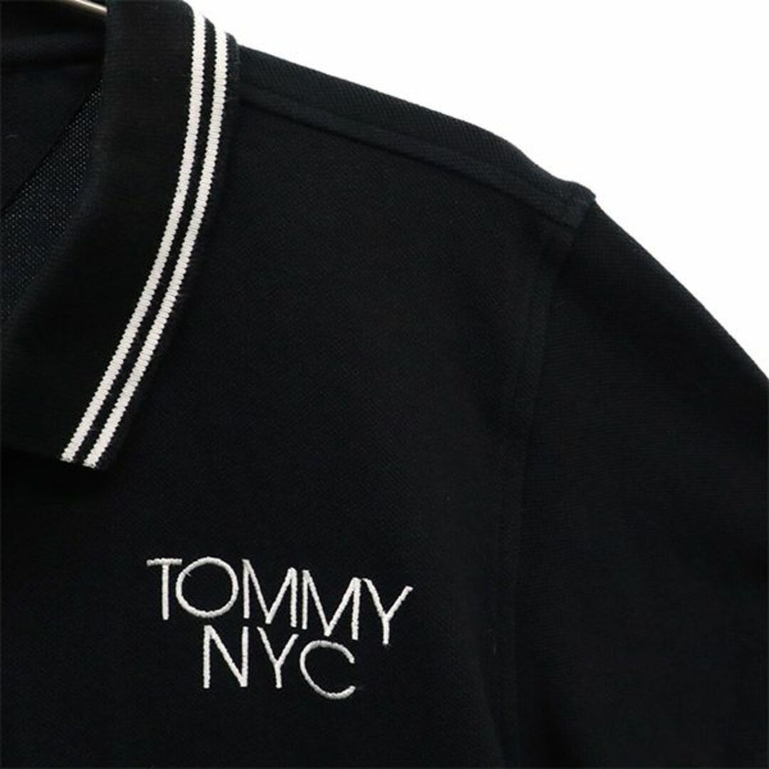 TOMMY(トミー)のトミー プリント 半袖 ポロシャツ M ブラック系 TOMMY 鹿の子地 ロゴ刺繍 メンズ 【中古】  【230804】 メンズのトップス(ポロシャツ)の商品写真