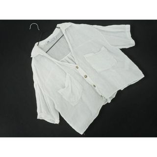 ザラ(ZARA)のZARA ザラ リネン100% ショート 半袖 シャツ sizeS/白 ■◆ レディース(シャツ/ブラウス(半袖/袖なし))