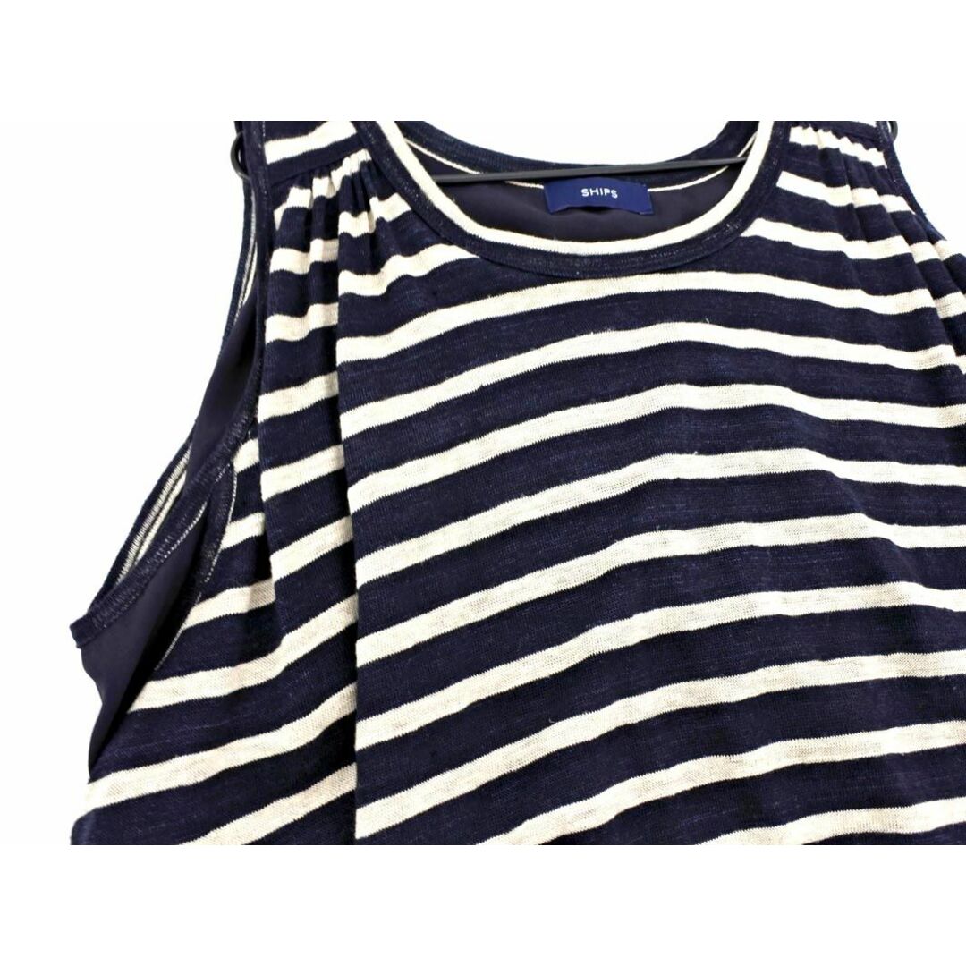 SHIPS(シップス)のSHIPS シップス ボーダー ノースリーブ カットソー 紺 ■◆ レディース レディースのトップス(カットソー(半袖/袖なし))の商品写真