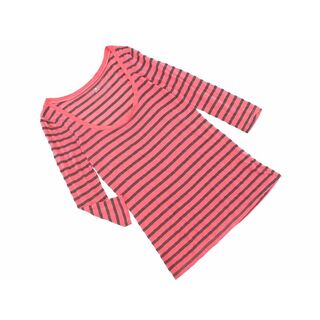 スリードッツ(three dots)のスリードッツ ボーダー 7分袖 カットソー sizeM/ピンクｘグレー ■◇ メンズ(Tシャツ/カットソー(七分/長袖))