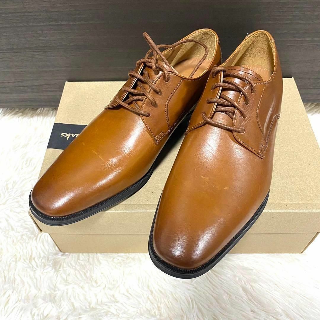 未使用】革靴 クラークス clarks プレーントゥ 外羽 ブラウン 24.5 ...