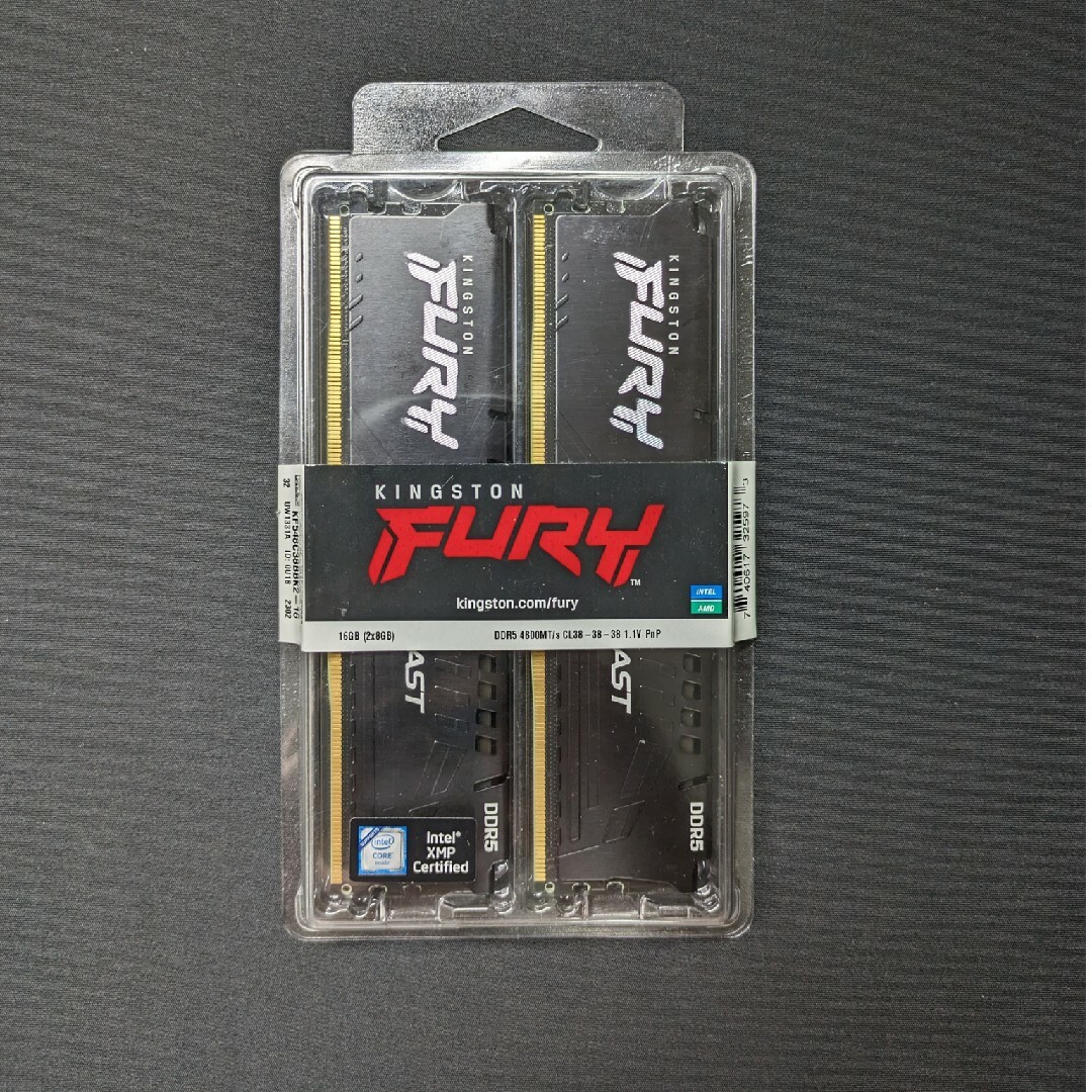 未使用DDR5メモリ 4800MT/秒 16GB   Kingston FURY