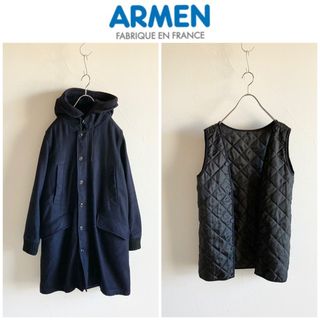 アーメン(ARMEN)のARMEN エコダウン ライナー付 ウールメルトン モッズコート ネイビー(モッズコート)